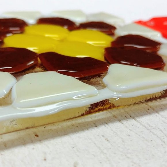 Set of 2 Fused Glass Granny Square Coasters - Picture 4 of 7